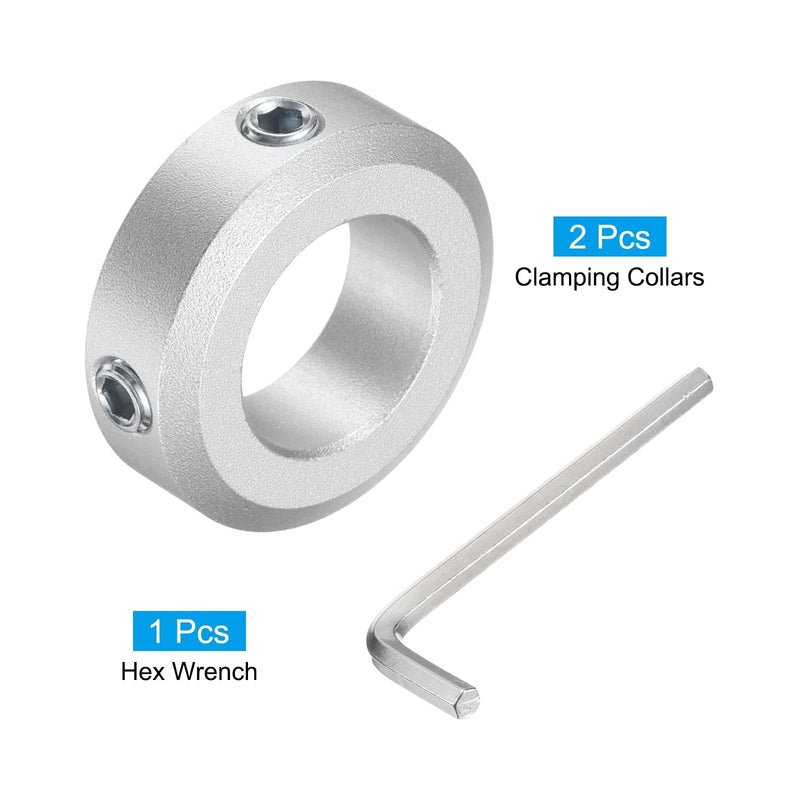 uxcell Set Screw Shaft Collar for 18mm Shaft, 2pcs Clamping Collars 32mm OD, 10mm Thickness, Aluminum Alloy Clamp-On Collar with M6 Set Screws and a Wrench