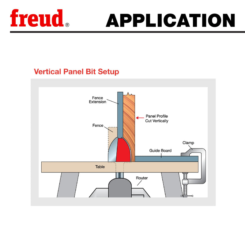 Freud 99-315: 1-1/2" (dia.) Vertical Raised Panel Bit with 1/2" shank, 23/64" minor height
