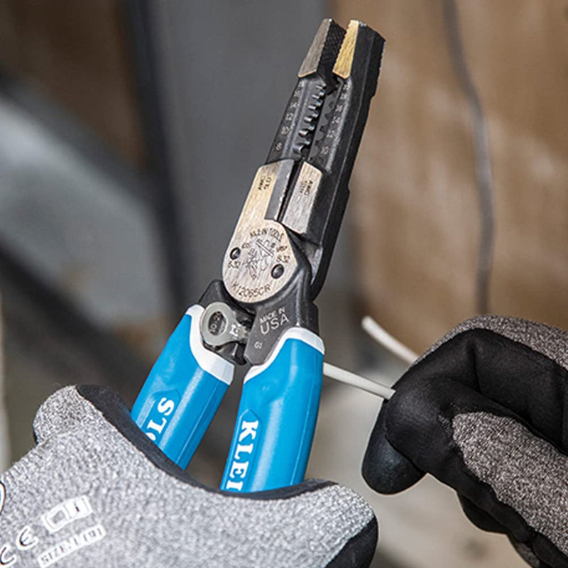 Klein Tools K12065CR Wire Stripper / Cutter / Crimper Tool for Cutting, Stripping, Crimping, Twisting (8-18 AWG solid, 10-20 AWG stranded) Crimping Pliers