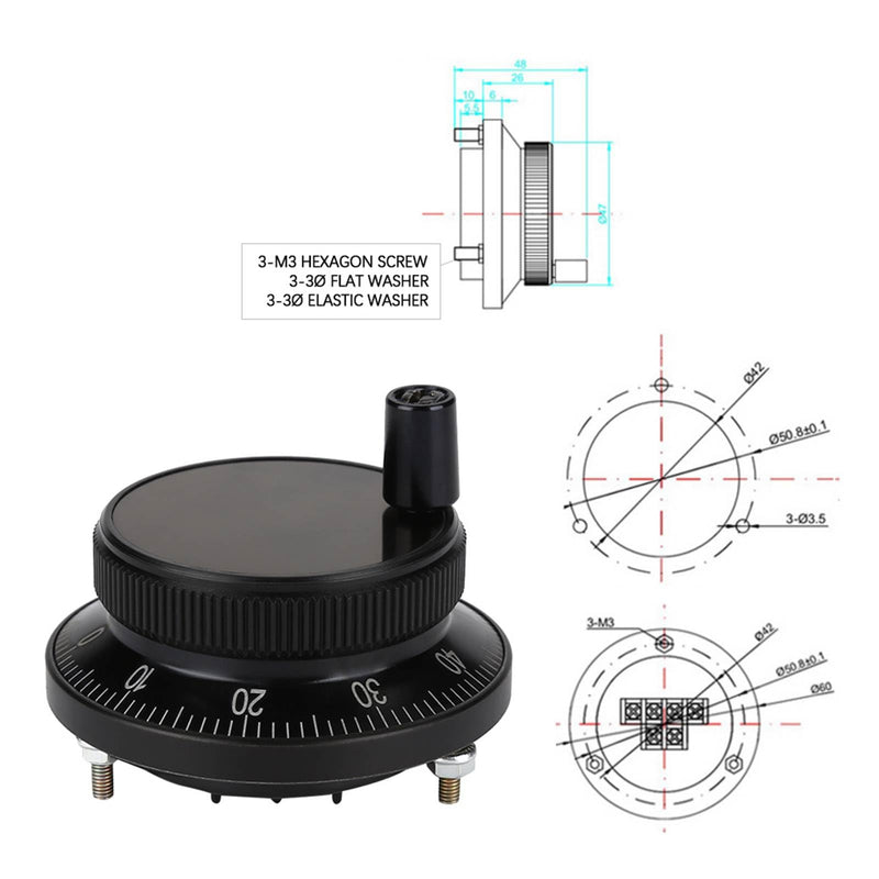 5V 60MM Rotary Encoder, CNC Controller, Terminal Pulser Handwheel, for Manual Pulse Input Type CNC or Milling Machine