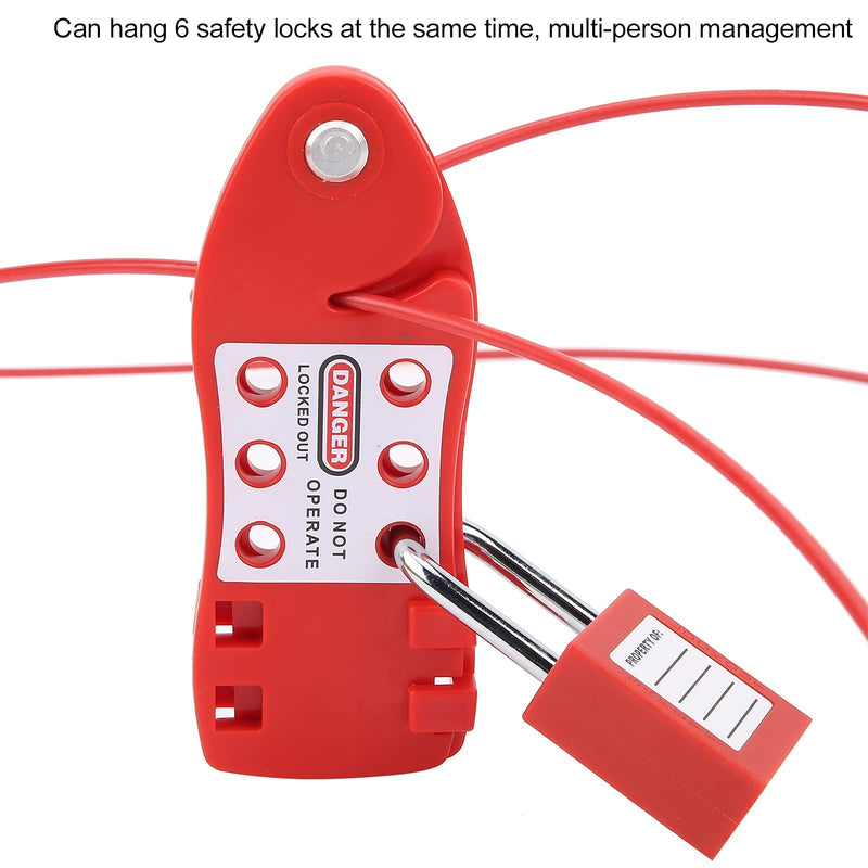 Cable Lockout Hasp, Fish Shaped Cable Lockout Hasp, Red Safety Padlock for Improving Maintenance Efficiency