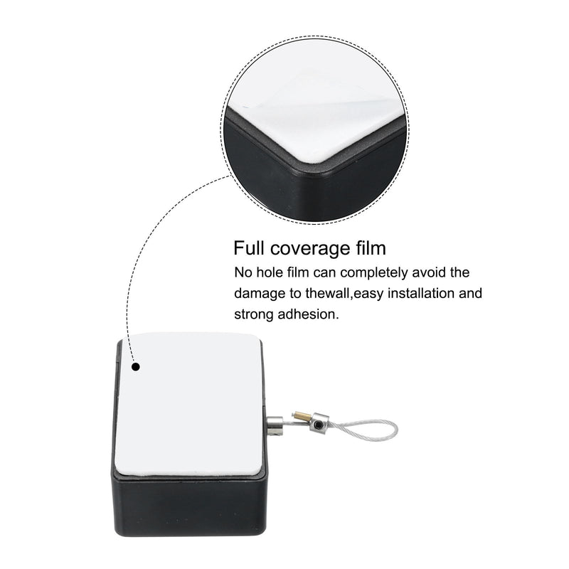 MECCANIXITY Punch Free Automatic Sensor Door Closer 47.2" Retractable Cable Lock for Home Office Doors 1000g 4Set Black with Adhesive Sticker Hook Screw Expansion Nail Sleeve