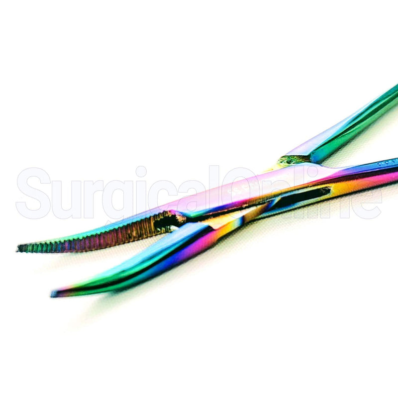 SURGICAL ONLINE Rainbow Hemostat Set - 5" Straight & Curved Mosquito Forceps - Stainless Steel, Locking Clamps for Medical, Fishing, Crafts & Hobby