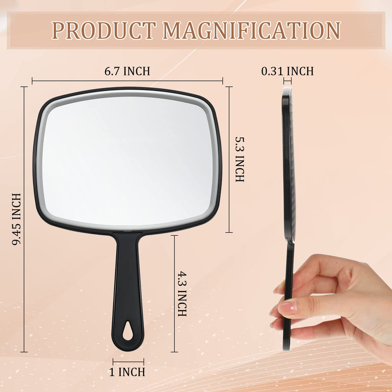 Geetery 12 Pcs Hand Held Mirrors with Handles Hand Makeup Mirrors Bulk Wall Mount for Women Cosmetic Bathroom Home Barber Salon Travel Portable Beauty School Gift, 6.69 x 9.45 Inch (Black) Black