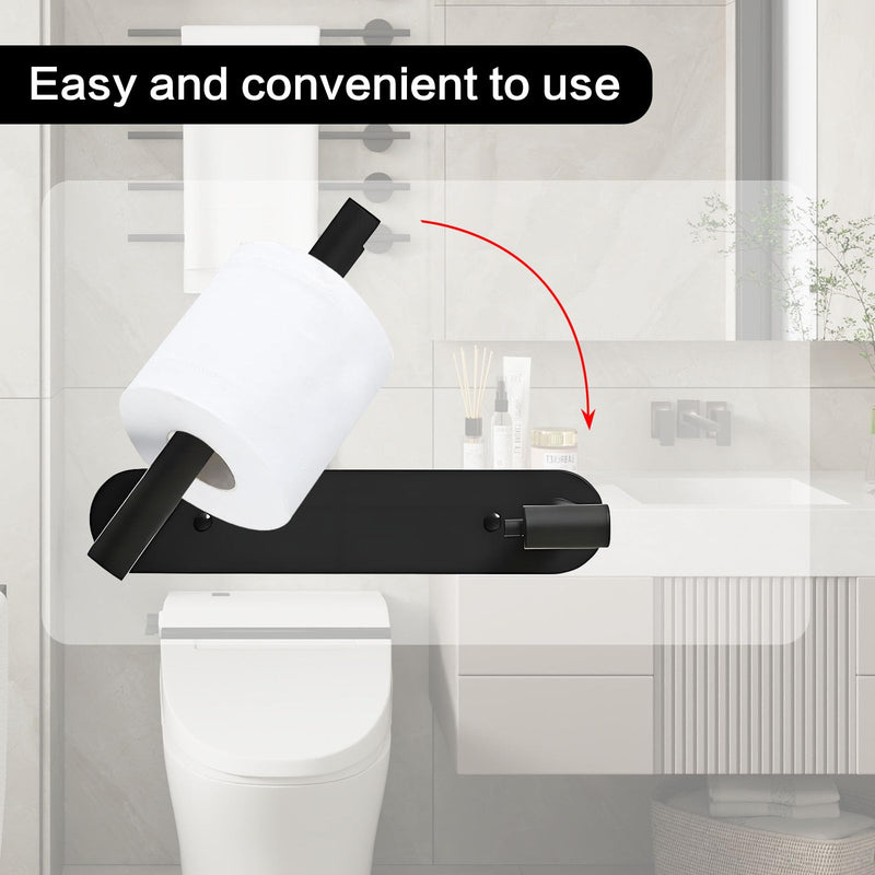 #304 Stainless Steel Toilet Paper Holder,Round Design,Matt Black Matt Black-one Piece One piece
