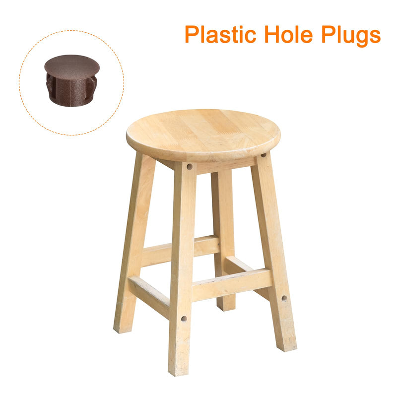 uxcell 12mm(15/32") Plastic Hole Plugs, 36Pcs Flush Type Panel Round Snap in Fastener Knockout Locking Plugs for Furniture Insert End Caps Panels, Brown