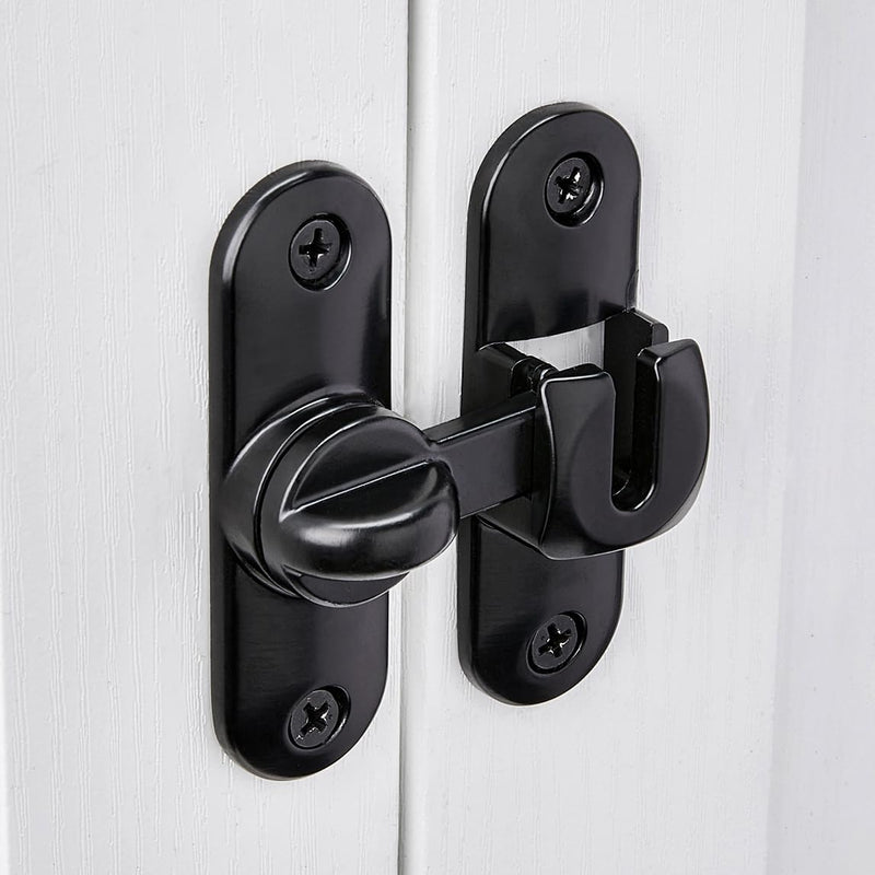 Black Barn Door Latches,90/180 Degree Gate Lock,Flip Gate Latches Hardware,Zinc Alloy Right Angle Door Lock Latch,Door Security Sliding Door Latch Lock for Cabinets,Bathroom. Black_1 Pack
