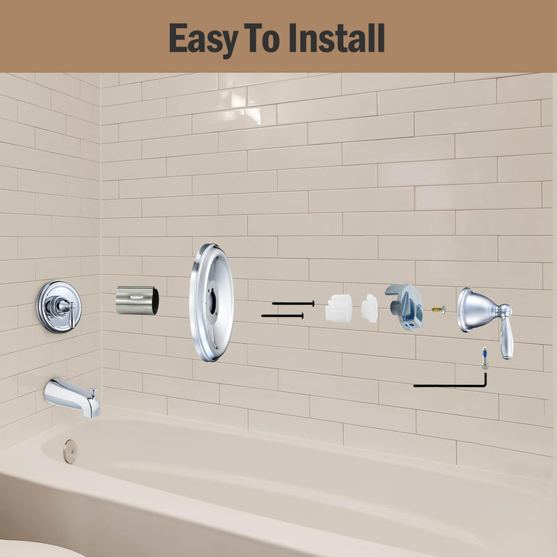 Replacement for Moen T2151 Brantford Posi-Temp Valve Trim Kit, Pressure Balancing Tub and Shower Lever Handle，Chrome Chrome
