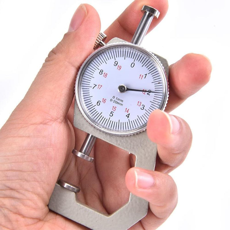 Joyzan Dial Thickness Gauge, Portable Measuring Thickness Tester Accuracy | Flat Pointed Head Meter Precise Reading Indicator Tool 0 to 20mm Jewelry Leather Board Cloth Sheet Paper Film Wire 0.1mm