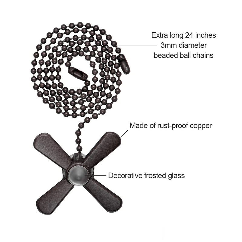 SmoTecQ Lengthened 24 Inch Ceiling Fan Pull Chain Extender with Decorative Frosted Glass Bulb and Fan Cord (ORB) Orb - NewNest Australia