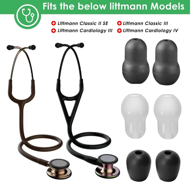4 Pairs 3 Sizes(L,M,S) Littmann Stethoscope Replacement Ear Tip Piece, 6Pcs Littmann Stethoscope Accessories Spare Parts Soft Earplug Earbud Large Small Middle, 2Pcs MDF ADC Stethoscope Ear Cover Bud
