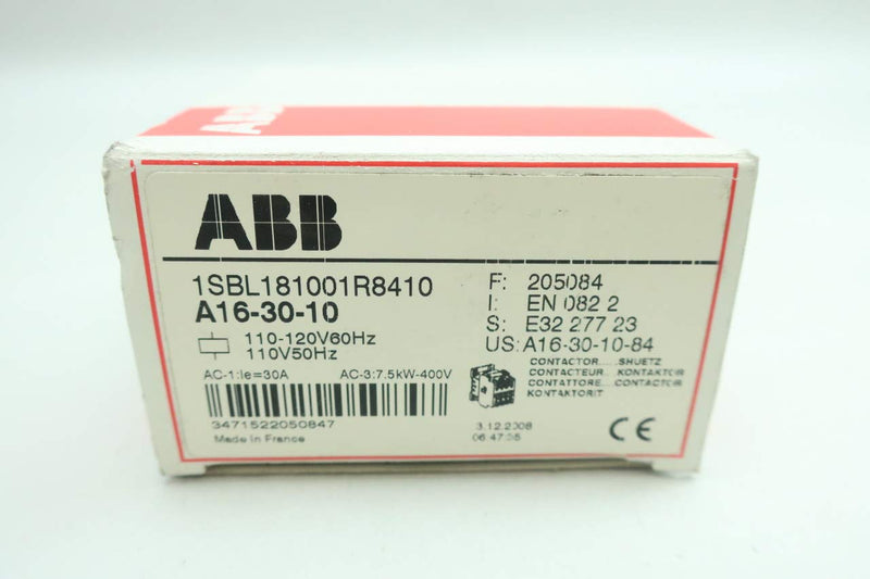 ABB A16-30-10-84 AC CONTACTOR 110-120V-AC 30A AMP 15HP