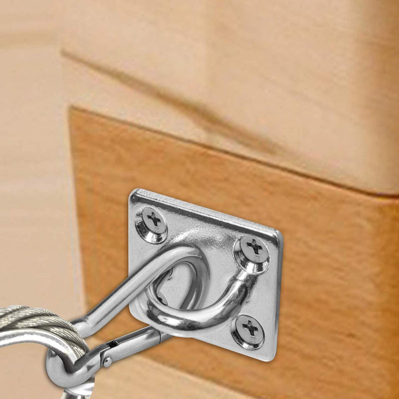 4 Pcs 2 x 1.6 Inch 304 Stainless Steel Ceiling Hooks Pad Eyes Plate Marine Hardware Hooks with Screws Square Eye Plate (set of 4) - NewNest Australia