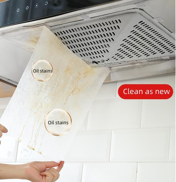 Kitchen range hood filter, High temperature resistance range hood oil suction paper, 45 x 60cm Thickened range hood filter membrane，equipped with magnets and Velcro (6 sheets) 6