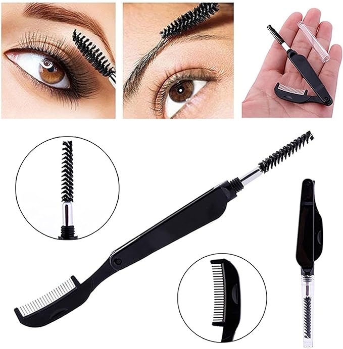 Eyelash Comb Eyebrow Comb Foldable Stainless Steel Brush Eyebrow Brush Makeup Tool - NewNest Australia