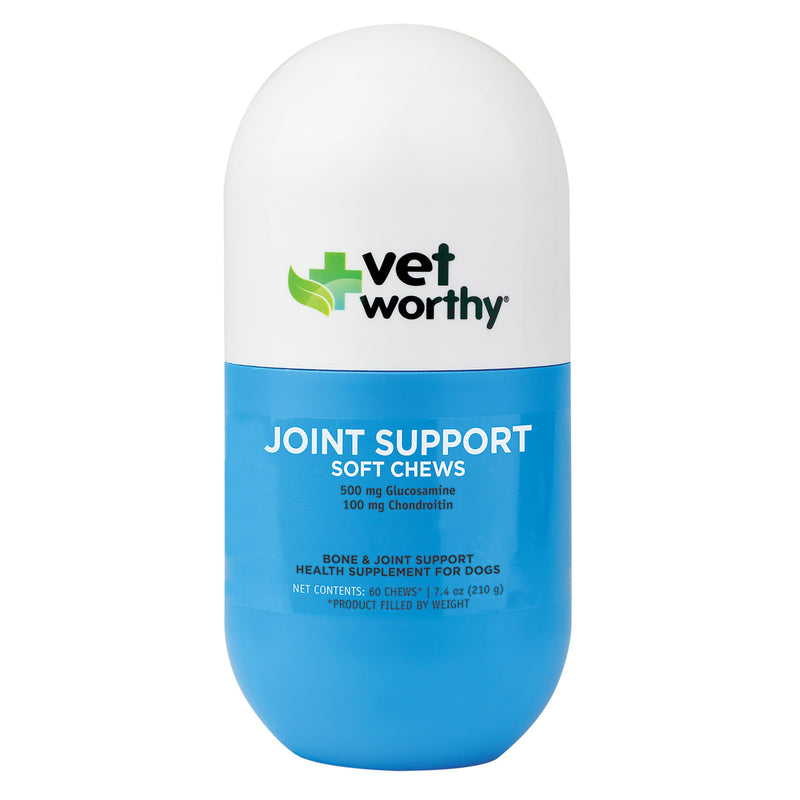 Vet Worthy Joint Support Soft Chews - Bone and Joint Supplement for Dogs - Contains Glucosamine Chondroitin for Dogs & MSM - Formulated for Stiffness, Mobility, and Cartilage Protection – 60 Count