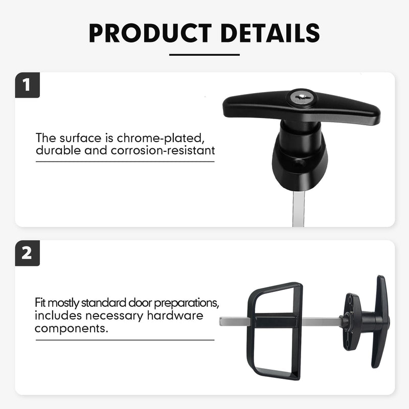 10-Key Heavy Duty Shed Lock Kit – Adjustable 5-1/2" Stem, Easy Install T-Handle Door Latch for Barns, Playhouses, Chicken Coops & Campers (Non-Duplicatable Keys)