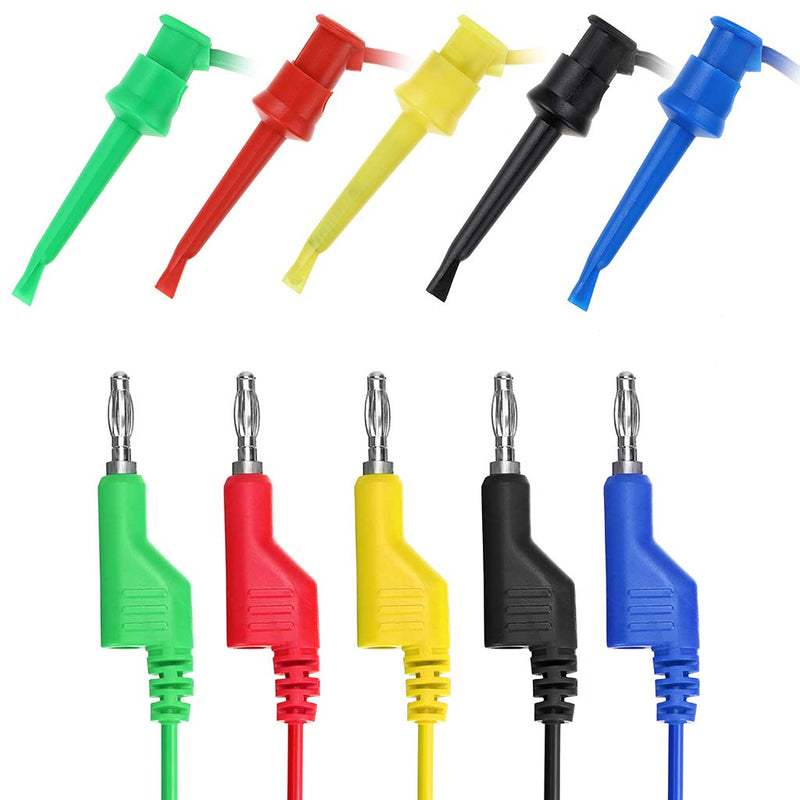 Sumnacon 39 Inch Multimeter Test Lead Set - 5 Pcs Stackable Banana Plug to Test Hook Wire Cable Kit with Protective, Flexible Wire Leads for Electrical Testing 500V/5A 3.3Ft/1M