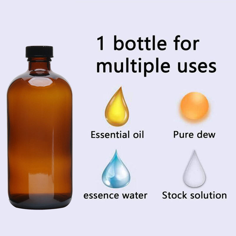 2pcs 16oz Amber Glass Boston Round Bottles with Air Tight Seal Phenolic Poly Cone Caps.Perfect Glass Containers for Secondary Fermentation,Storing condiment,Homemade Essential Oils,plant,kitchen - NewNest Australia