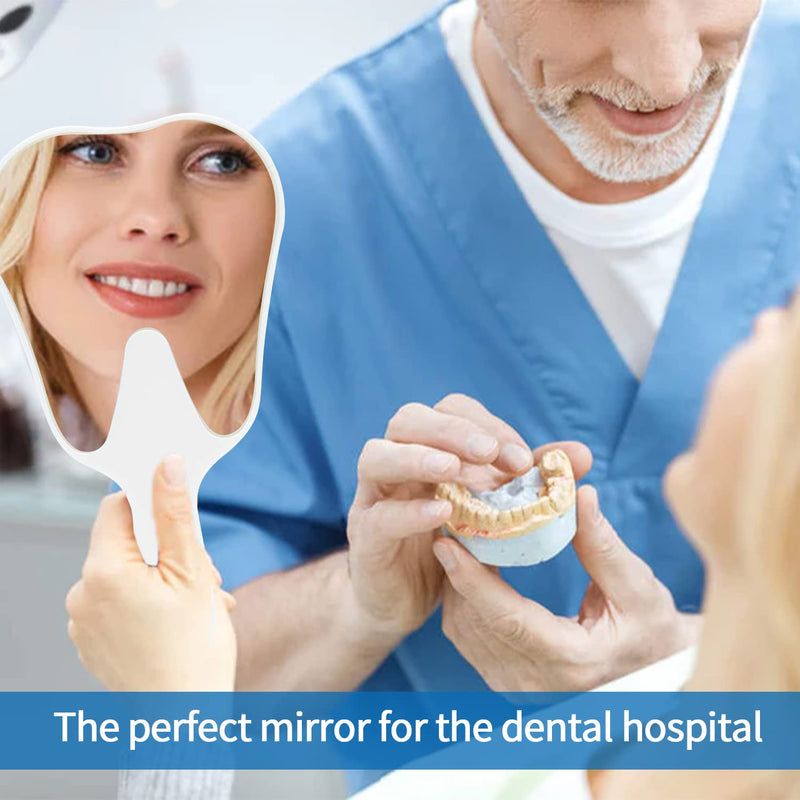 Tooth Shaped Handheld Mirror - Hand Held Mirror Tooth Mirror Patient Mirror Dental Hygienist Gifts White