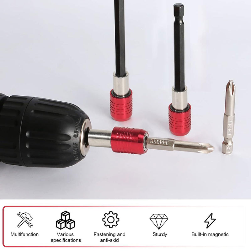 Drill Bit Extension Set,4Pcs Magnetic Drill Screwdriver Bit Holder Bar Chuck Adapter Extender 1/4 inch Hex Quick Release Bit Holder for Impact Driver Screws Nuts Drill