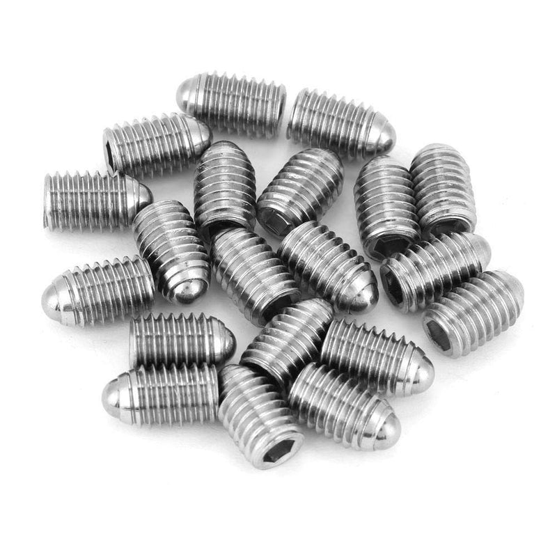 Jadeshay 20Pcs M8 Hex Socket Spring Ball Plungers 8 * 10 mm, Durable Stainless Steel Precision Threaded Push Fit Insert Screws for Lubrication and Pneumatic Tools