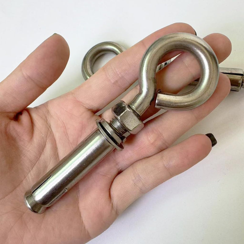Concrete Eye Bolt, 4 Pack M10 Stainless Steel Expansion Screws Heavy Duty Shoulder Lag Eyebolts Lifting Ring Bolt Wall Concrete Anchors Fastener with Nut for Wall Ceiling Concrete Masonry