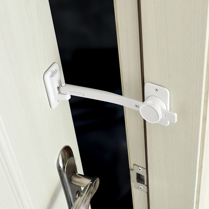 CLYMENE Cat Door Latch & Stopper, Adjustable Child Proof Door Lock and Pinch Guard, Let's Cats in and Keeps Dogs Out of Litter & Food, No Need for Pet Gates or Interior Cat Door (White) White