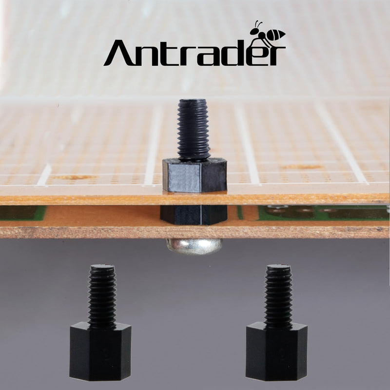 Antrader M3 x 5+6mm Nylon Male Female Thread Hex Nuts Spacer Standoff Screw PCB Pillar Black 100pcs 100pcs M3 x 5+6mm