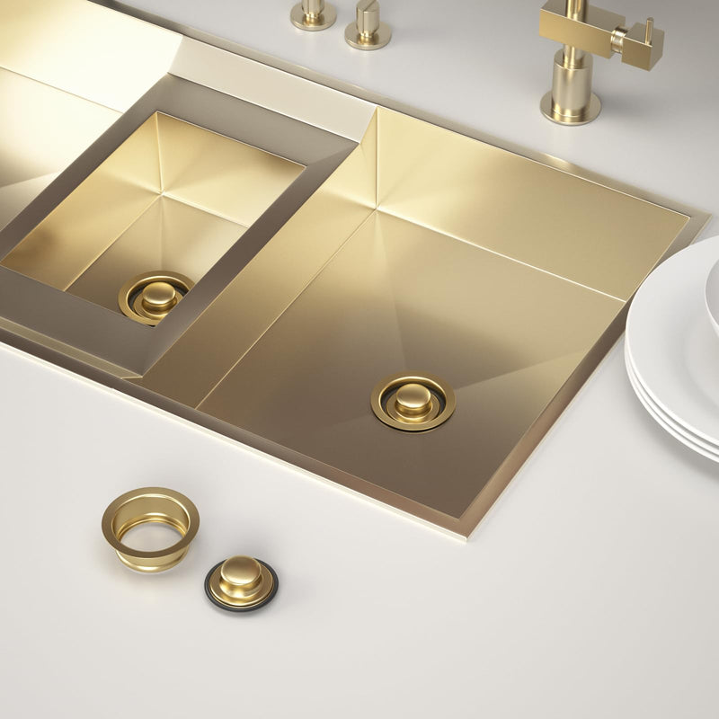 Kitchen Sink Garbage Disposal Flange and Sink Stopper,fit Stainless Steel 3-1/2 inch Standard Sink Drain Opening Kitchen Sink Replacement Accessories (Gold Bright) Gold Bright
