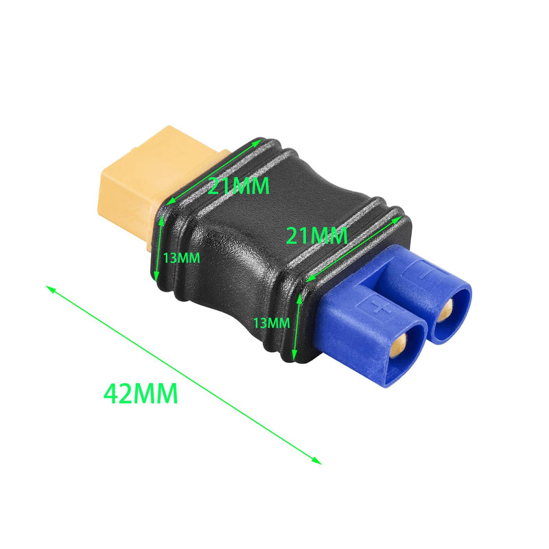 XT60 Female to EC3 Male Connector,2 pcs XT60-EC3 Injection Molded Connectors Adapter,RC Battery Adapter for LiPo Battery Micro FPV Drone. XT60 Female-EC3 Male