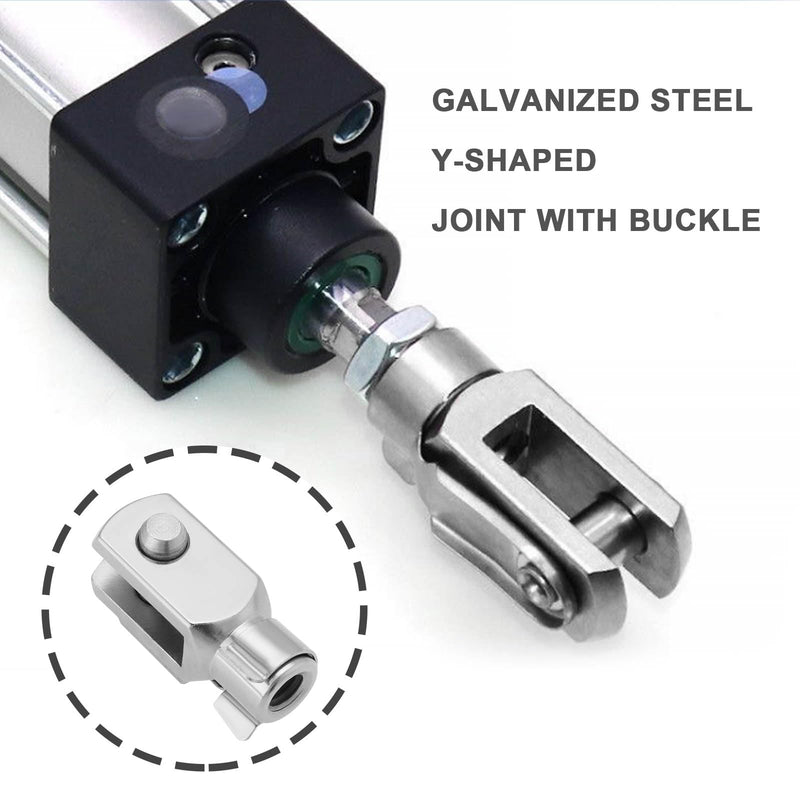 2Pcs M6x1 Thread 32mm Length Air Cylinder Rod Clevis End Clevis Fork End Yoke Joint with Spring Pin Steel Zinc Plated Y Connector for Electronic Automatic Equipment