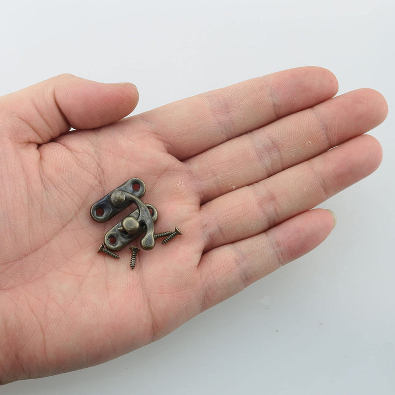 6Set Mini Swing Arm Clasp Latch Vintage Style Left Right Toggle Hasp Hook Metal Catch Curved Buckle with 24 Screws for Suitcase Jewelry Box 27x23mm Bronze