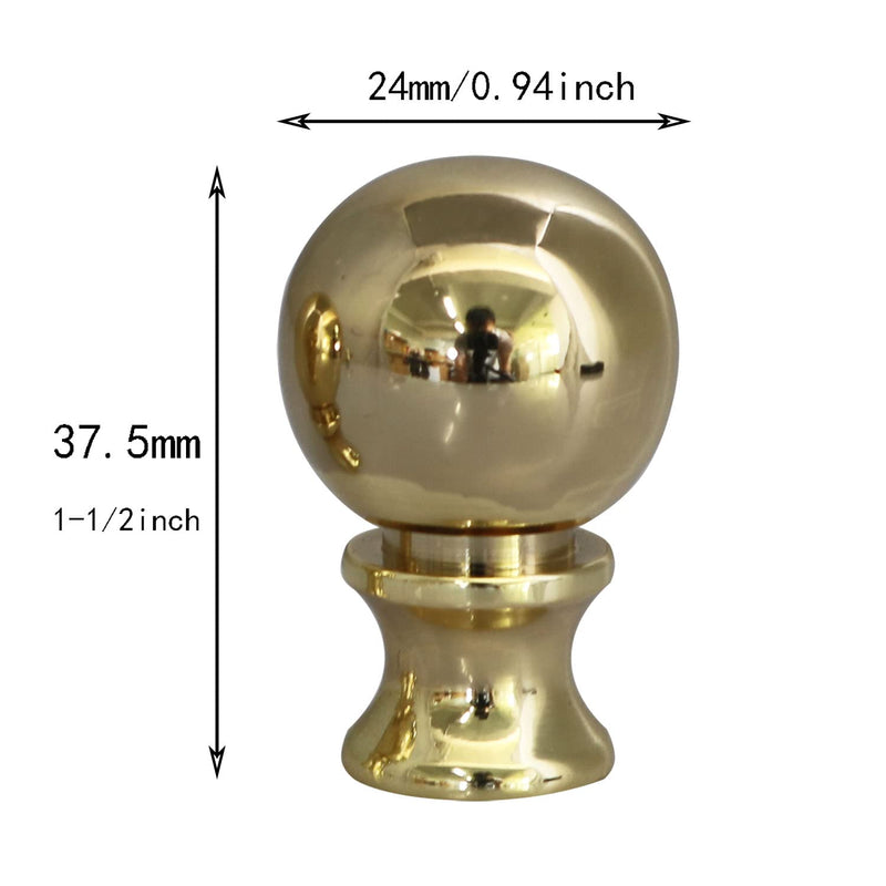 2PCS 1-1/2 Inch Lamp Finial Small Spherical Lamp Finishes for Lampshades, Polished Brass