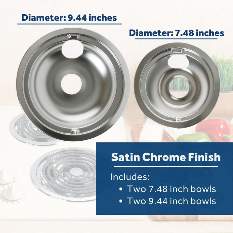 GE GE68C OEM 6" and 8" Drip Pan Kit (Chrome) Appliances Electric Range or Stoves Kitchen