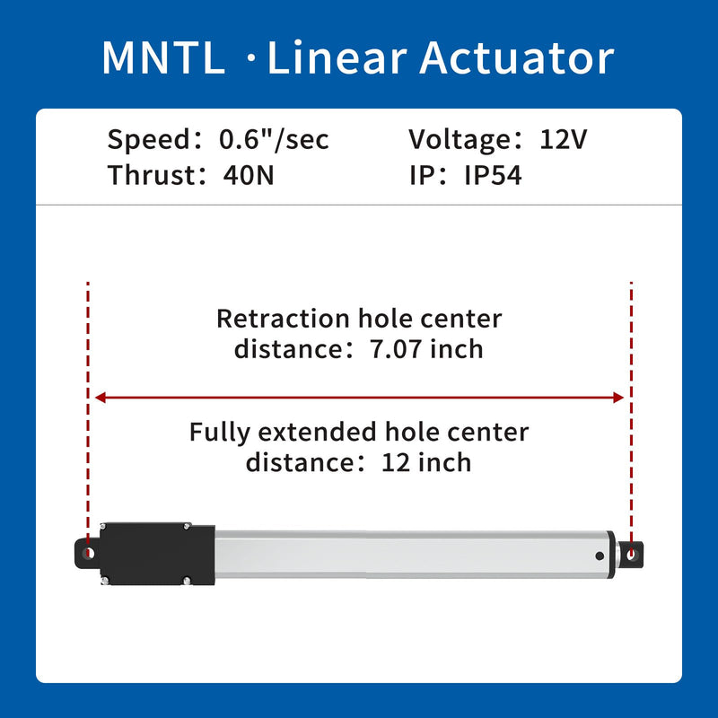 Stroke 125mm 4.92"40N 8.81 lbs IP54 High-Speed 0.6"/sec Linear Actuator 12v Linear Motion actuators 4.92inch 8.81 lbs 0.6"/sec