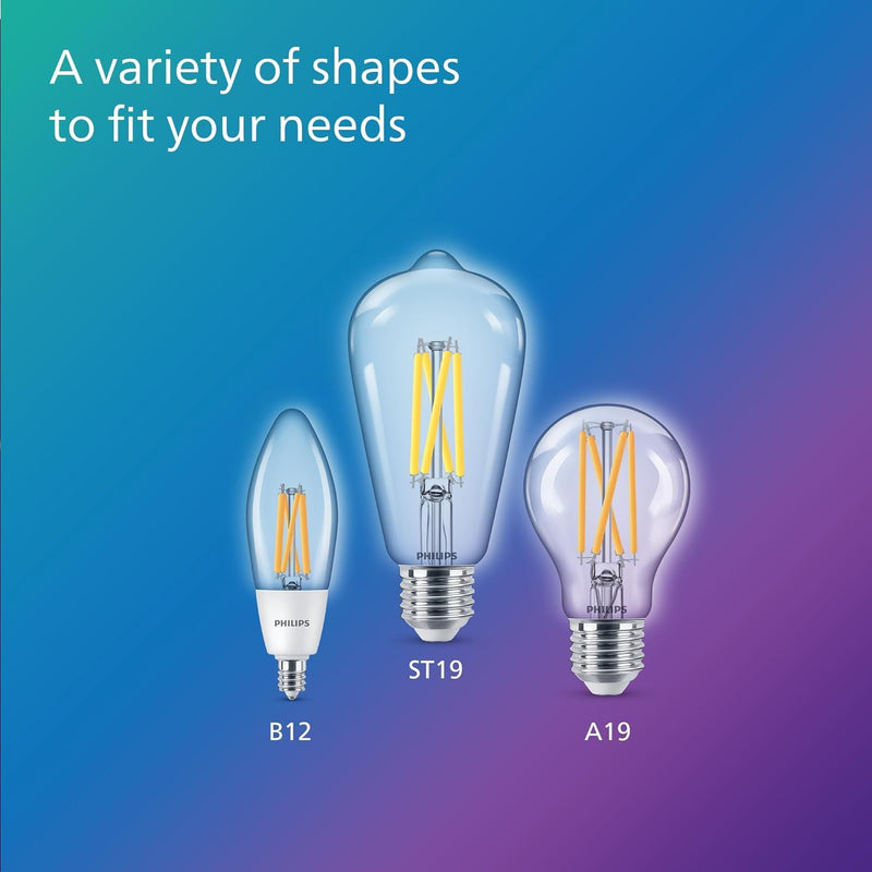 PHILIPS LED 60W ST19 3-Pack Dusk to Dawn Soft White (2700K) 500 Lumen (5W = 60W) Clear Flicker-Free Light Bulbs Soft White (2700k) 3 Pack