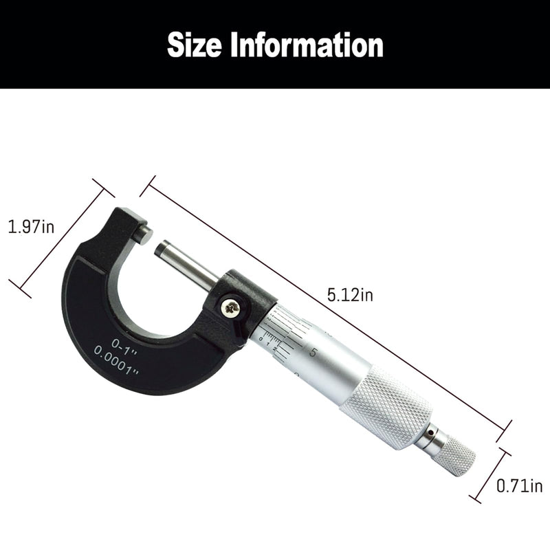 Nortools Outside Micrometer, Ratchet Stop, Lock Nut 0-1" /0.0001" Precision Machinist Tool