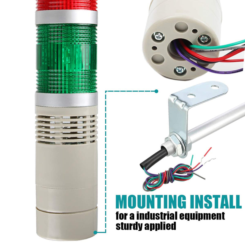 LUBAN Industrial Signal Light Tower, Column LED Alarm Tower Lamp Light Flash Indicator, 3-Layer Stack LED Warning Light for Safety (DC 12V/Steady ON Light) 12V without Buzzer