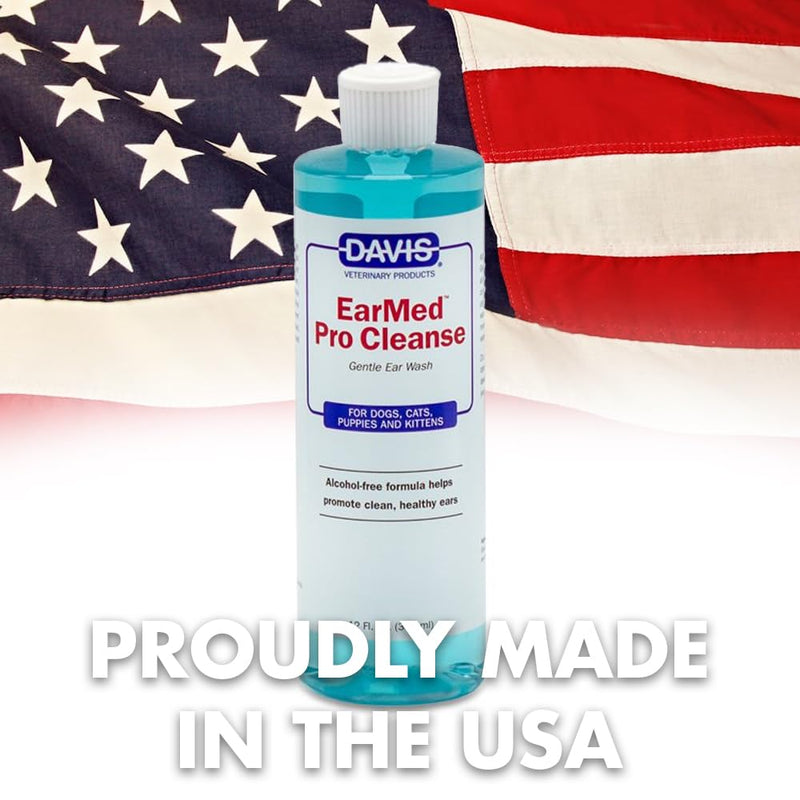 Davis EarMed ProCleanse Dog & Cat Ear Cleaner – Gentle Ear Wash for Dogs & Cats, Helps Remove Wax, Dirt & Odor, Soothes Itchy Ears, Routine Ear Care Solution