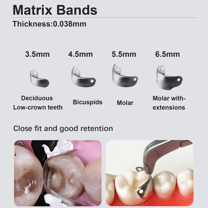 Dental Sectional Matrix System Dental Matrix Ring and Band Set, Dental Sectional Matrix Bands Ring, Dental Clip Clamp Ring, Matrix Bands for Dental Restorations. (4.5mm50pcs) 4.5mm50pcs