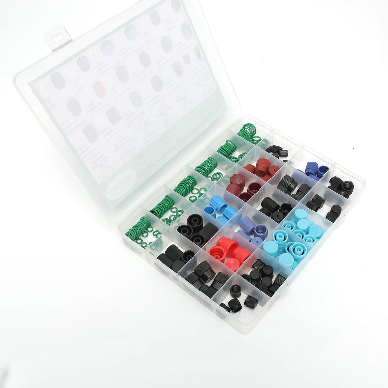 Lucstar 286 PCS Car A/C Caps, R12 R134a Air Conditioning Service System Charging Port Caps, Fuel Pressure Relief Valve Cap, Presta Schrader Valve Cap, AC Low/High Pressure Port Cap Auto Replacement 286PCS