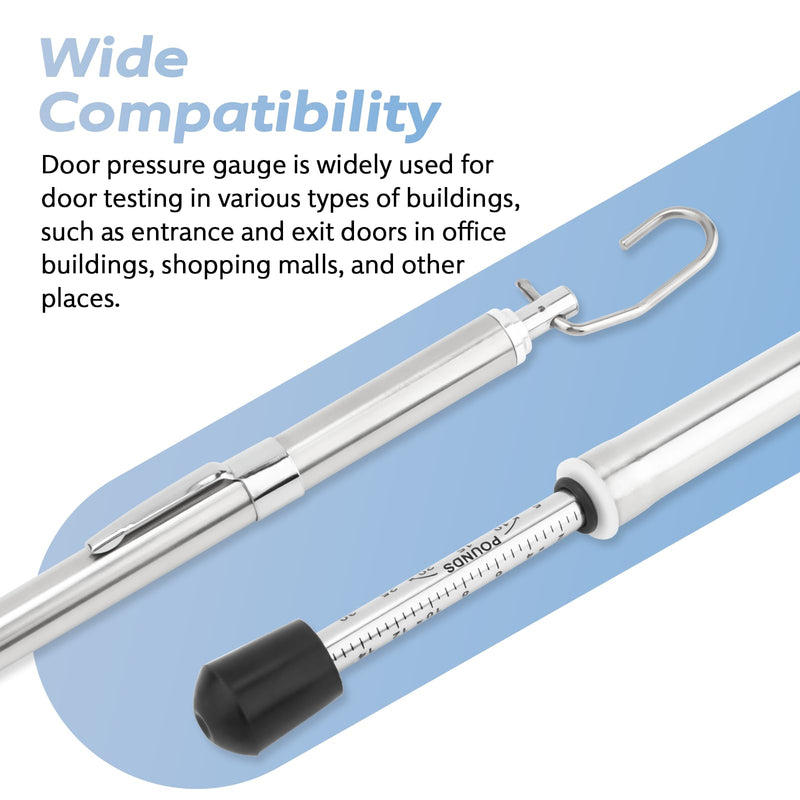 Door Pressure Gauge 0-35 Lbs for Meets ADA Requirement Door Test Tool, Door Pressure Gauge Push-Pull Force Tester with Plastic Protective Tube