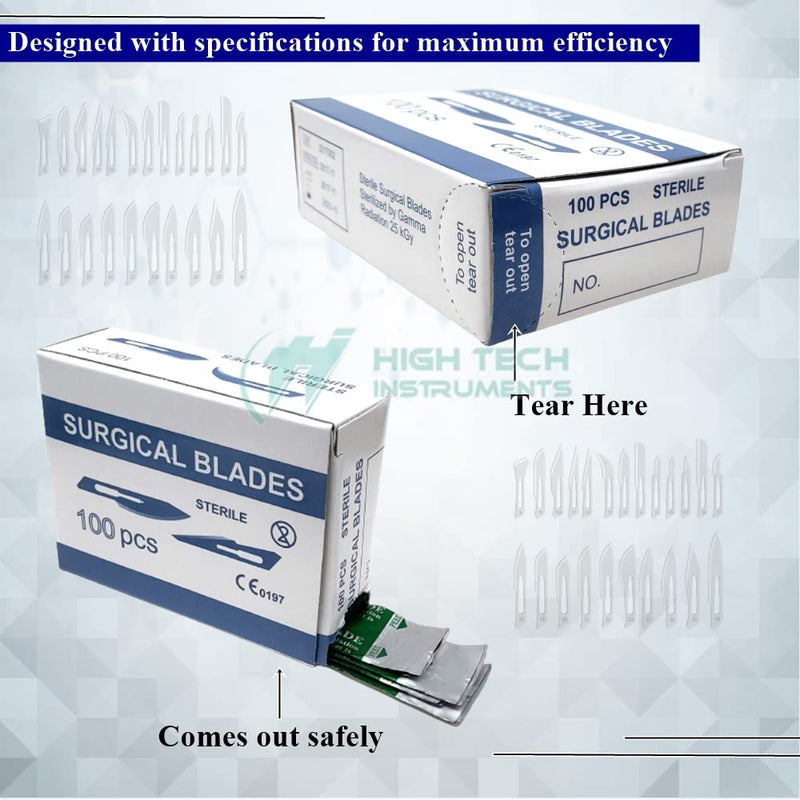 Box of 100 Scalpel Sterile Blades Carbon Steel Individually Foil Wrapped (Blade #24) Blade #24