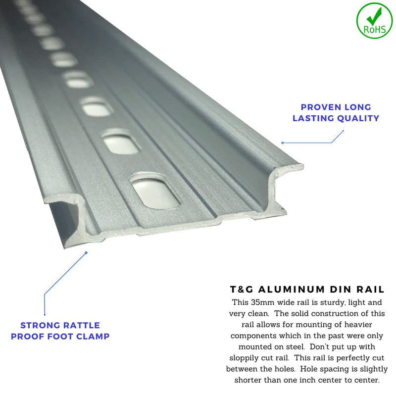 International Connector T&G 5 Pieces DIN Rail Slotted Aluminum RoHS 35mm Wide 7.5mm High (12") 12"