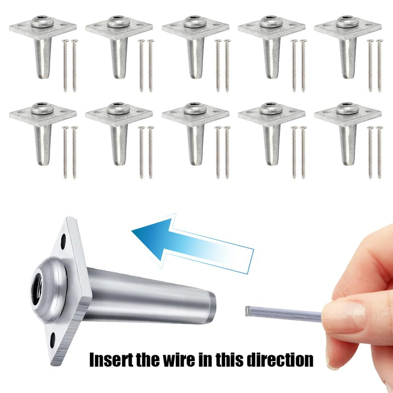 10Pcs Aluminum Trellis, Anchors Wire Tighteners Includes Screws | One Way Wire Tightening Anchors for 8–11 Gauge Wire, Vineyard Fence Trellis Support System, Heavy Duty Use