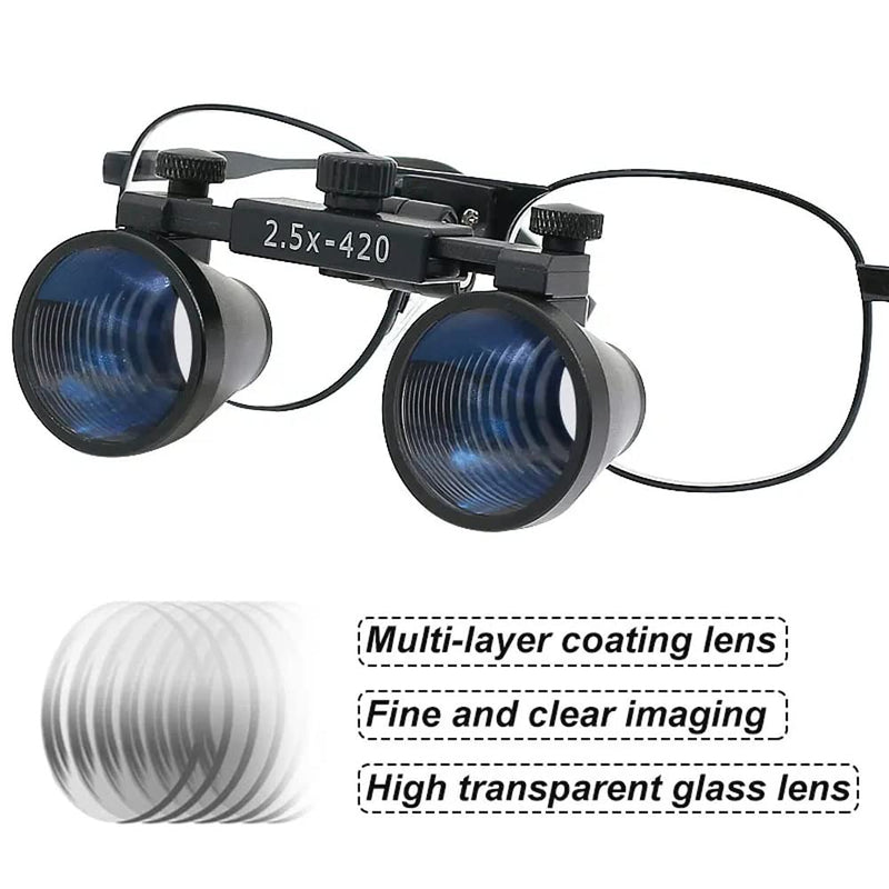 Ultra-lightweight Dental Loupes 2.5X 3.5X Dental Binocular Magnifier with 3W LED Headlight Rechargeable Lithium Battery (3.5X-420) 3.5X-420 - NewNest Australia