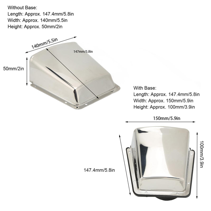 Marine Cowl Ventilator 304 Stainless Steel with Adjustable Nylon Base for Boats Yachts Universal Fit Vent Cover