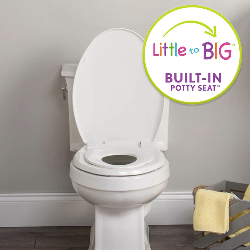 Little2Big Toilet Seat with Built-In Toddler Potty Training Seat, Slow Close, Easy to Install, ELONGATED, White STANDARD