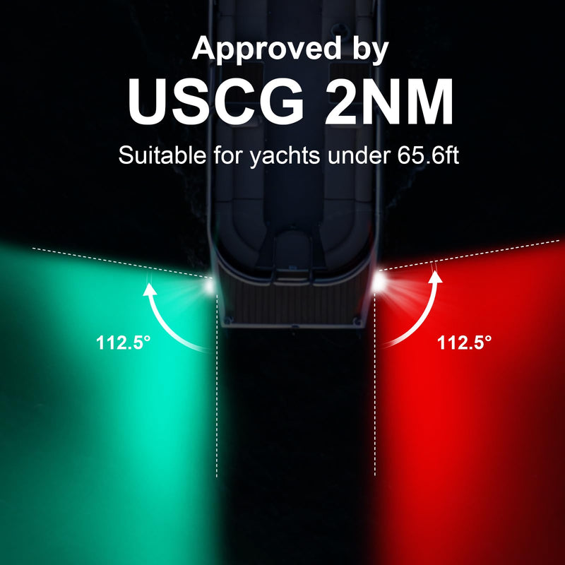 Marine Navigation Lights Bow Lights for Boats Led,USCG 2NM Waterproof Red And Green Boat Running Lights for Pontoon,Skiff,Yacht,Jon Boat White Plastic